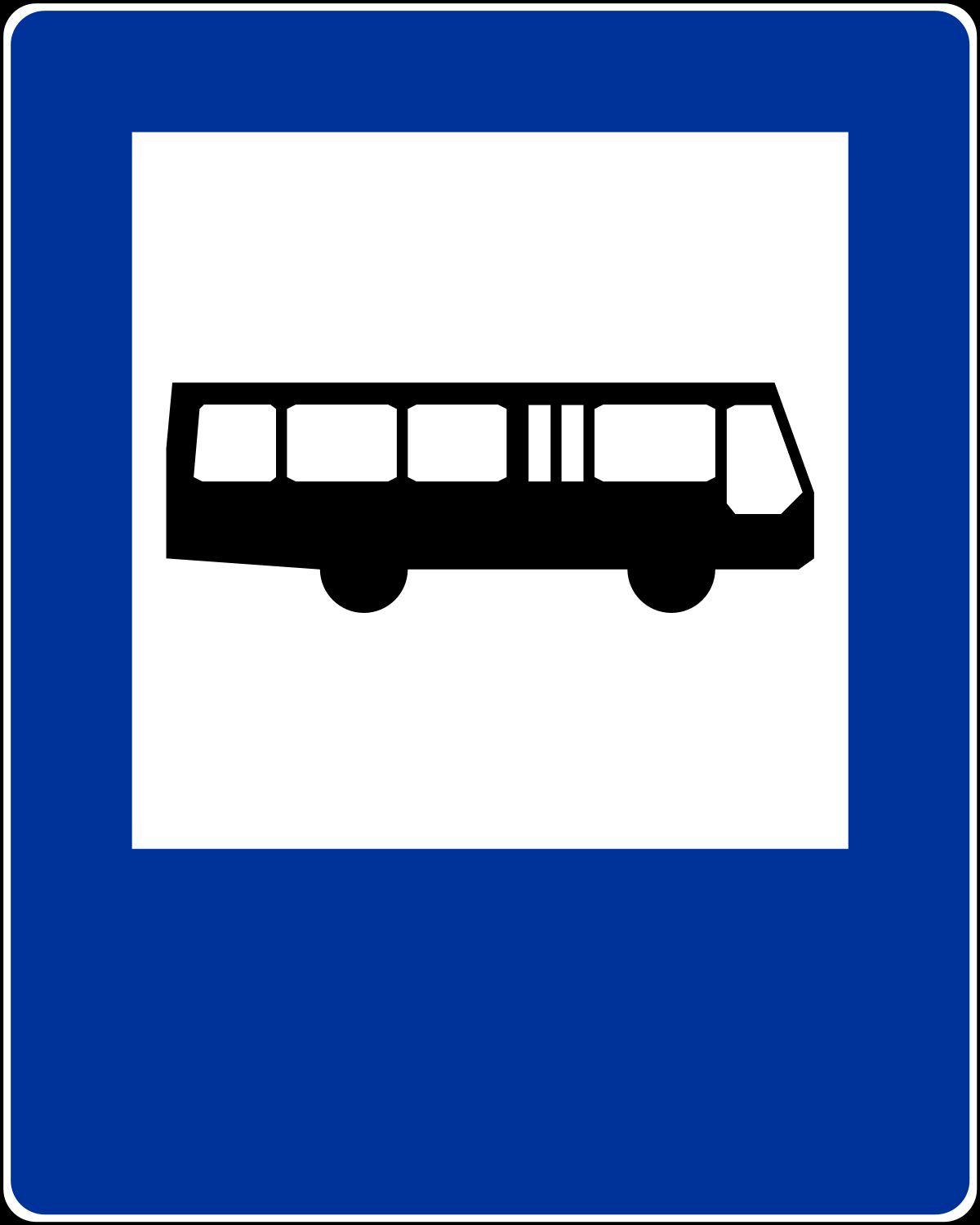 Znak drogowy przystanek autobusowy.