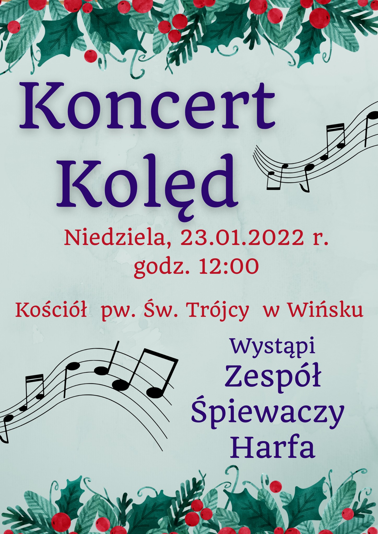 Plakat promujący koncert kolęd.