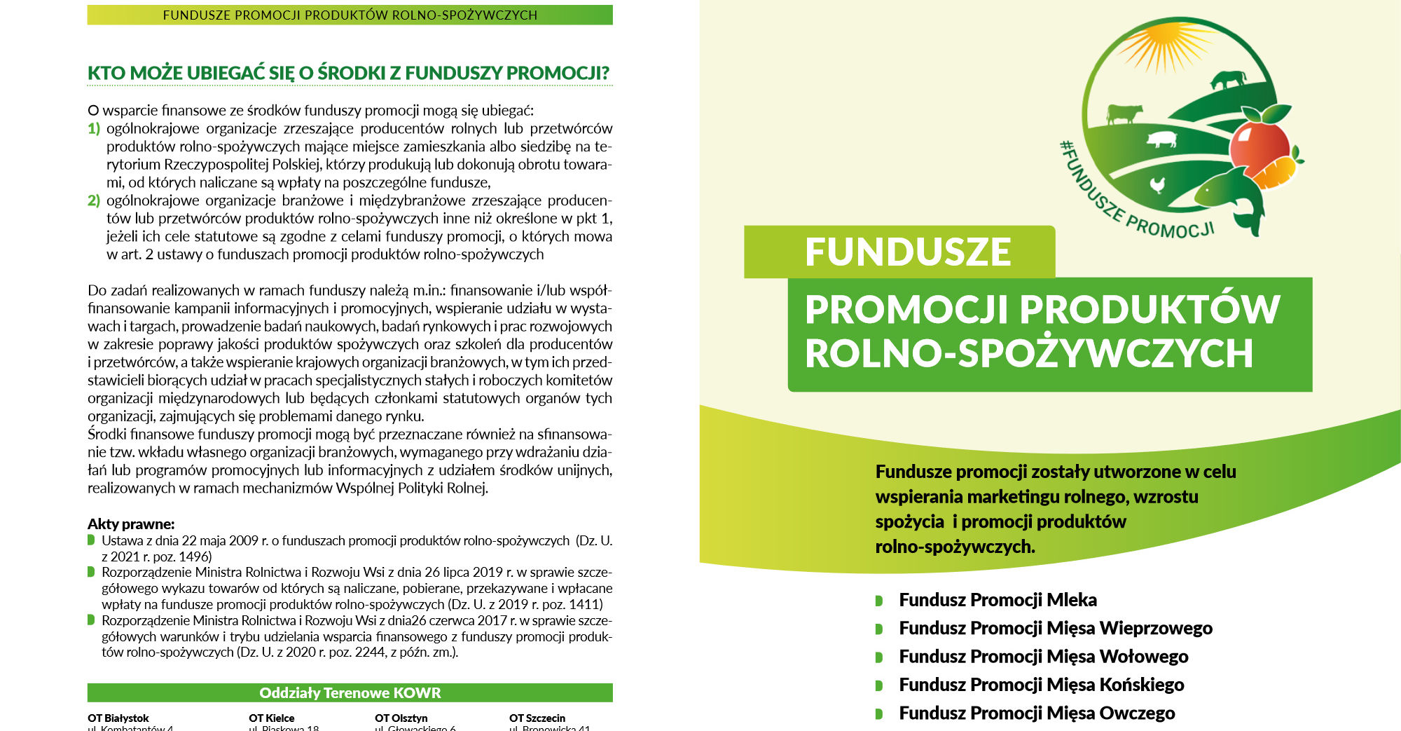 na zdjęciu ulotka informacyjna -Fundusze promocji produktów rolno-spożywczych