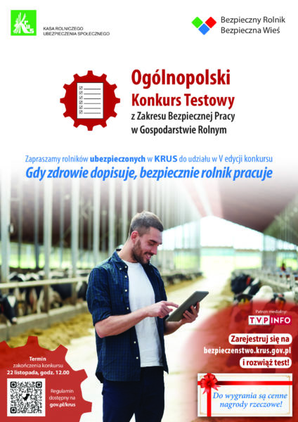 na zdjęciu plakat KRUS Ogólnopolski Konkurs Testowy