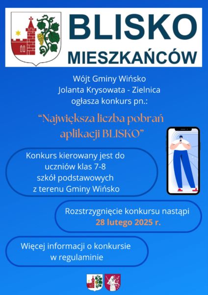 plakat dot. konkursu najwięcej pobrań aplikacji blisko